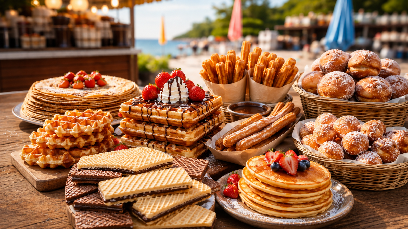 Parcours 2 - La gamme gourmande : gaufres liégeoises, gaufrettes, churros chocolat, pancakes